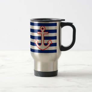 Nautisk ankardesign på ränder resemugg