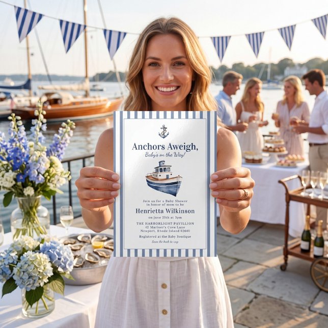 Nautisk Ankare Fartygs Baby Shower Inbjudan (Skapare uppladdad)
