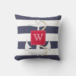 Nautisk ankare i Rand med Monogram Kudde