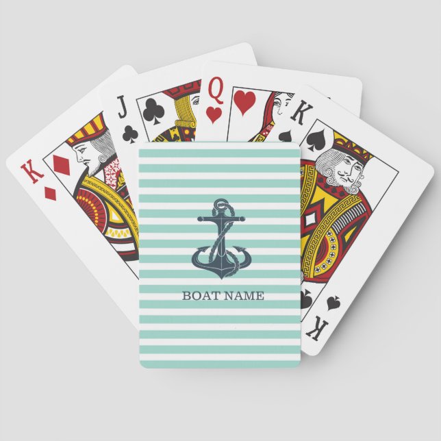 Nautisk,Ankare,Mintgröna Ränder Casinokort (Baksidan)