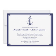 Nautisk ankare på inbjudan till marinbröllop