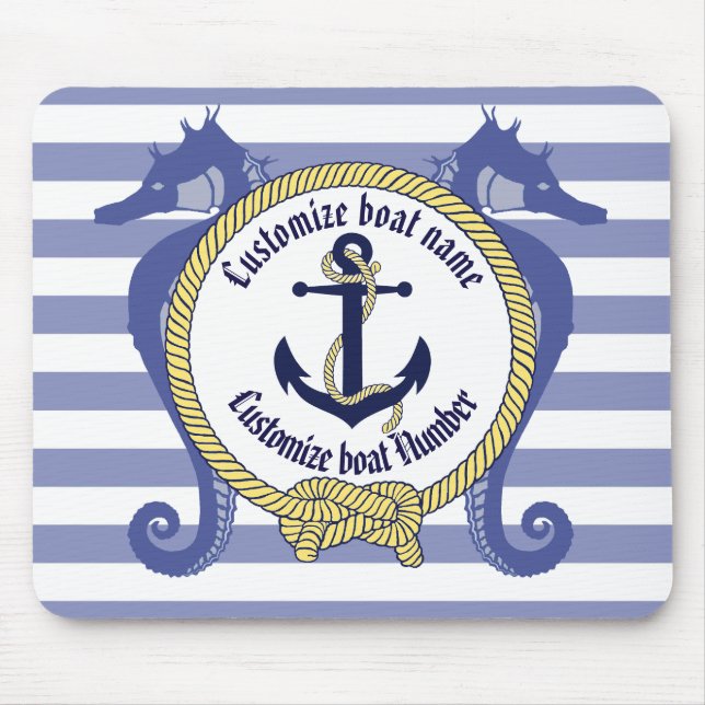 Nautisk ankare/sjöhäst/knut/Anpassa namn, # Musmatta (Framsidan)