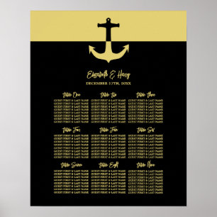 Nautisk ankare, Svarta Guld, Bröllop Poster