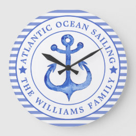 Nautisk ankarflottan blå Personlig Stor Klocka