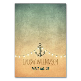 Nautisk ankarplats och String Ljus-platskort Bordsnummer