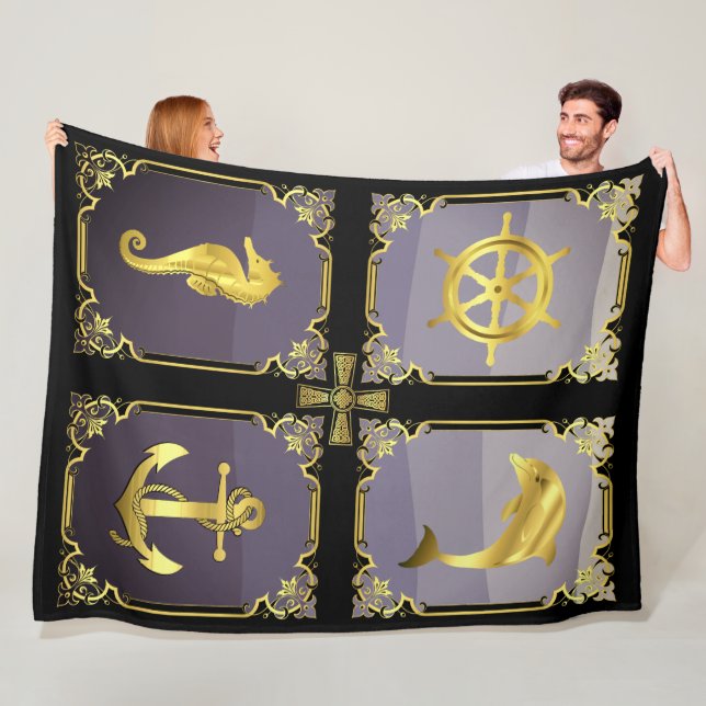 Nautisk ankarpunkt/segelbåtshjul/seahorse/delfin+  fleecefilt (På plats)