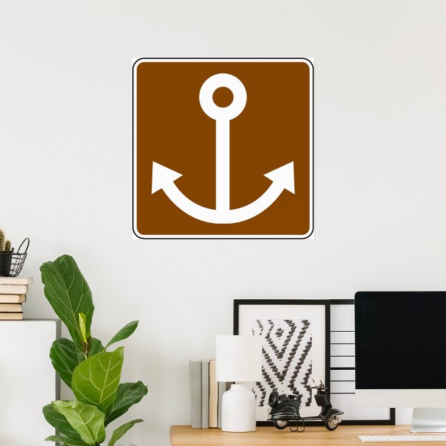 Nautisk Ankarsymbol Brun Marina Skylt (Skapare uppladdad)
