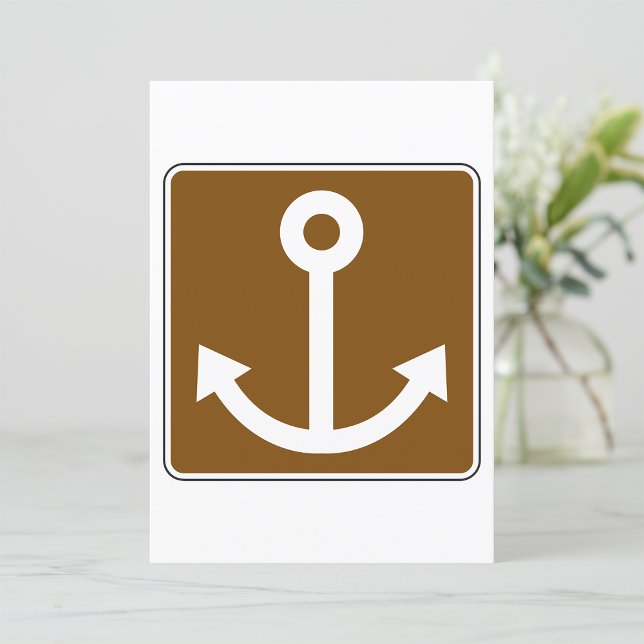 Nautisk Ankarsymbol Brun Marina Skylt Inbjudningar (Skapare uppladdad)