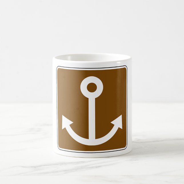 Nautisk Ankarsymbol Brun Marina Skylt Kaffemugg (Skapare uppladdad)