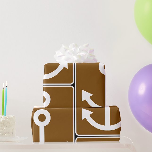Nautisk Ankarsymbol Brun Marina Skylt Presentpapper (Skapare uppladdad)