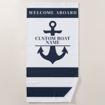Nautisk Anpassningsbar Boat Namn Anchor Navy Strip