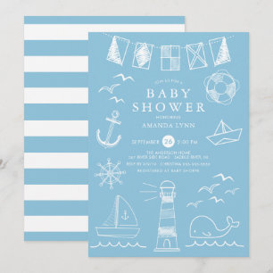 Nautisk baby shower för pojke inbjudningar