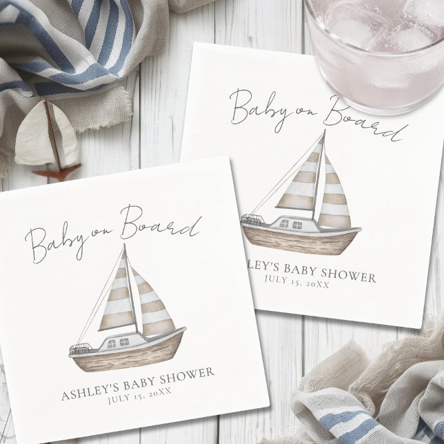Nautisk Baby Shower Pappersservett (Nautical Baby Shower Napkins)