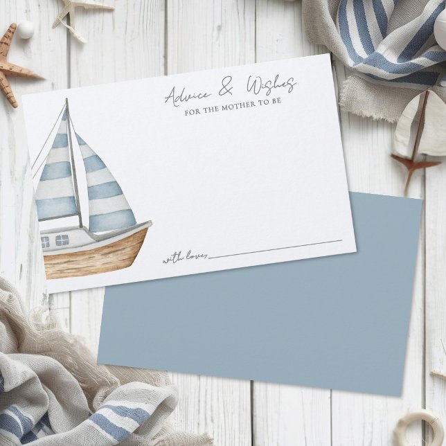 Nautisk Baby Shower Råd Och Önskningar Kort (Nautical Baby Shower Advice And Wishes Card)