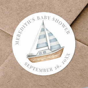 Nautisk Baby Shower Runt Klistermärke