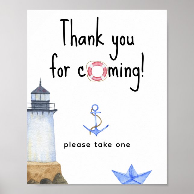 Nautisk baby shower - Tack för att du kom Poster (Framsidan)
