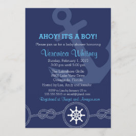 Nautisk baby showerinbjudan, Ahoy! Dess en pojke! Inbjudningar