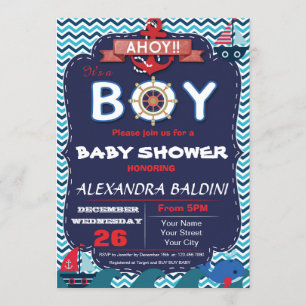 Nautisk baby showerinbjudan för en pojke inbjudningar