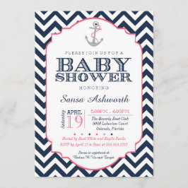 Nautisk baby showerinbjudan, sparrerosablått inbjudningar