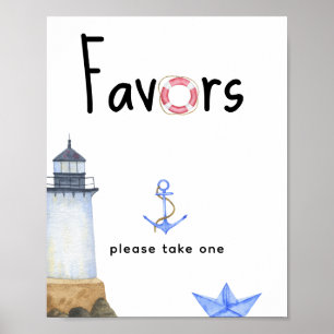 Nautisk babydusch - favör, ta en. poster