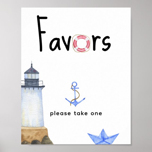 Nautisk babydusch - favör, ta en. poster (Framsidan)