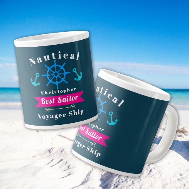 Nautisk bästa sjöräddningsflotta jumbo mugg (Nautical Best Sailor Navy Mug.)