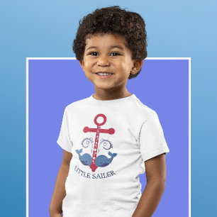 Nautisk båtankarblå valar liten sjöman t shirt