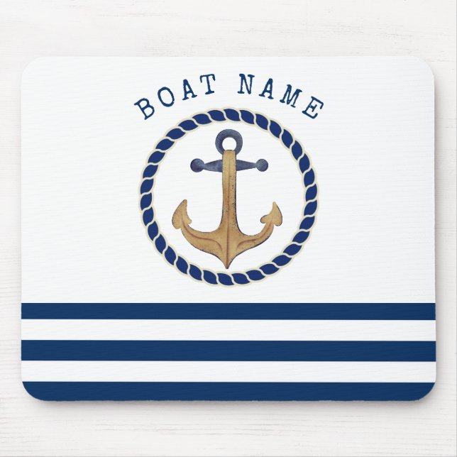 Nautisk båtnamn, Retroankare marinblå Musmatta (Framsidan)