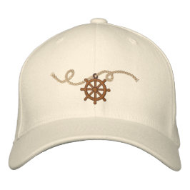 Nautisk befälhavare Wheel och Rope Broderad Keps