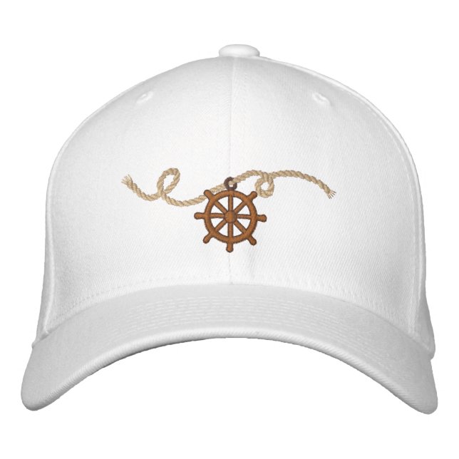 Nautisk befälhavare Wheel och Rope Broderad Keps (Framsida)