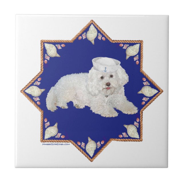 Nautisk Bichon Frise Kakelplatta (Framsidan)