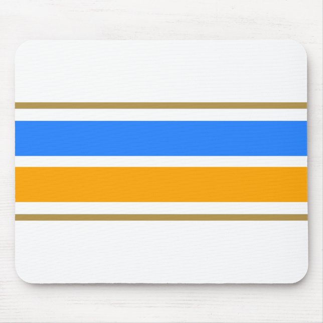 Nautisk blå Gult Tävla Rand på vit Musmatta (Framsidan)