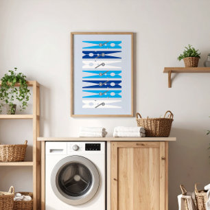Nautisk blå kläder Stift Tvätt Poster