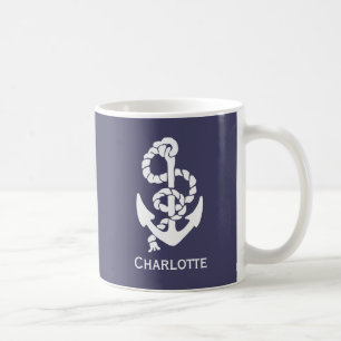 Nautisk blå och vit Fraktas, ankare och påve Kaffemugg