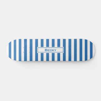 Nautisk blå och vit randig med namn mini skateboard bräda 18,5 cm