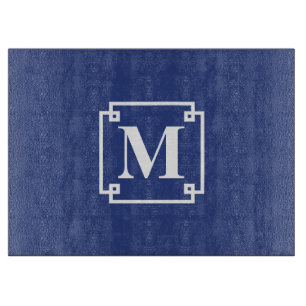 Nautisk blå och vit smart monogram