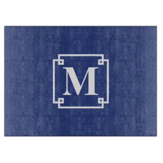 Nautisk blå och vit smart monogram