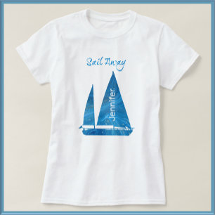 Nautisk blå segelbåt t shirt