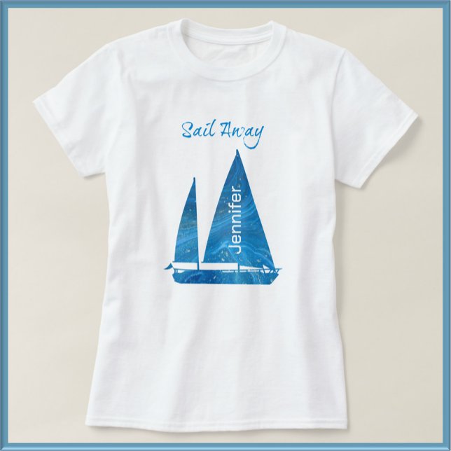 Nautisk blå segelbåt t shirt (Skapare uppladdad)
