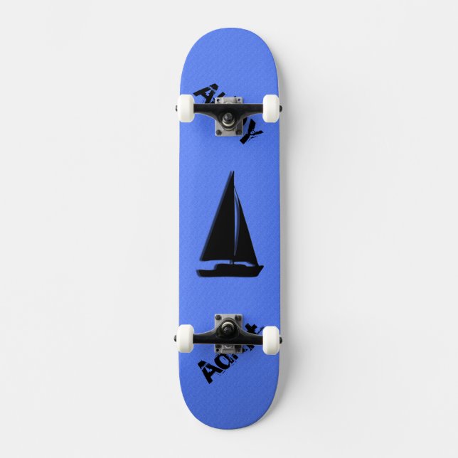 Nautisk blå skateboard bräda 19,5 cm (Framsida)