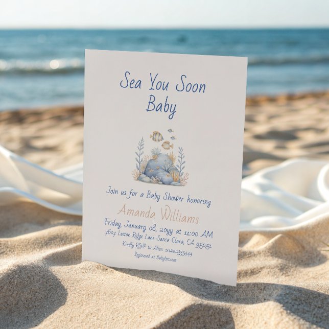 Nautisk Blå Under Havet Du Snart Baby Shower Inbjudningar (Skapare uppladdad)