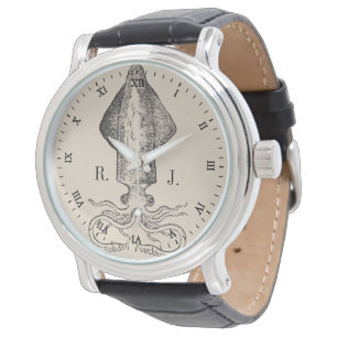 Nautisk bläckfiskpersonligMonogram Armbandsur