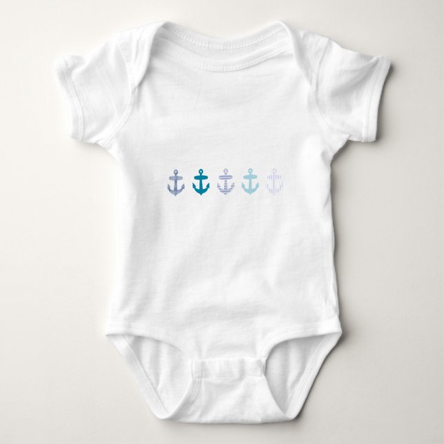 Nautisk blått ankrar design tee shirt (Framsida)
