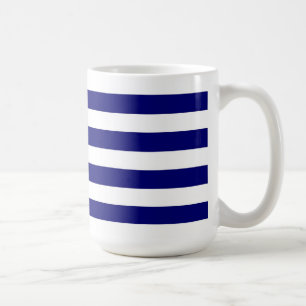 Nautisk blått görar randig & den grafiska kaffemugg