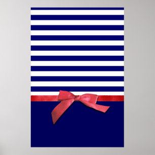 Nautisk blått görar randig & röda den grafiska poster