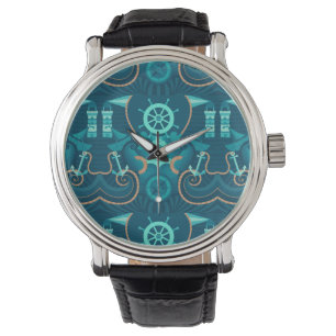 Nautisk blåttdesign armbandsur