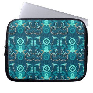 Nautisk blåttdesign laptop fodral