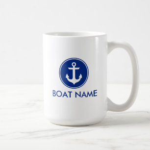 Nautisk blåttvit ankrar den kända jumbomuggen f kaffemugg
