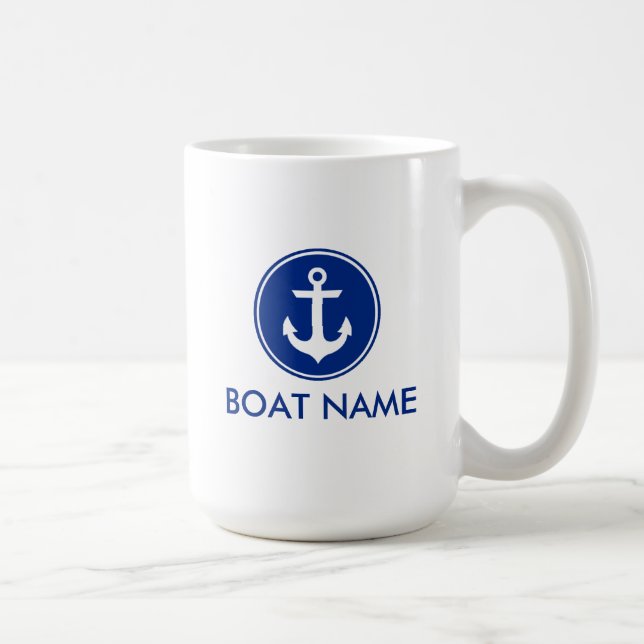Nautisk blåttvit ankrar den kända jumbomuggen för kaffemugg (Höger)