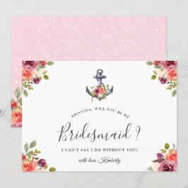 Nautisk Blommigt Anchor, kommer du att bli min bri Inbjudningar